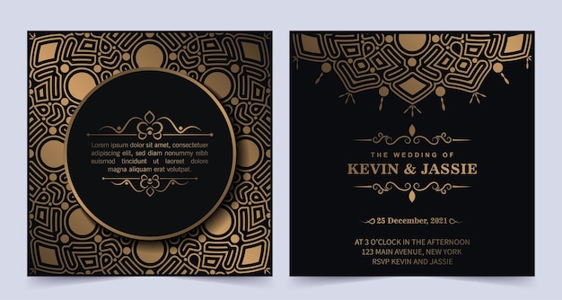 Elegante mandala bruiloft uitnodiging kaartsjabloon ontwerp