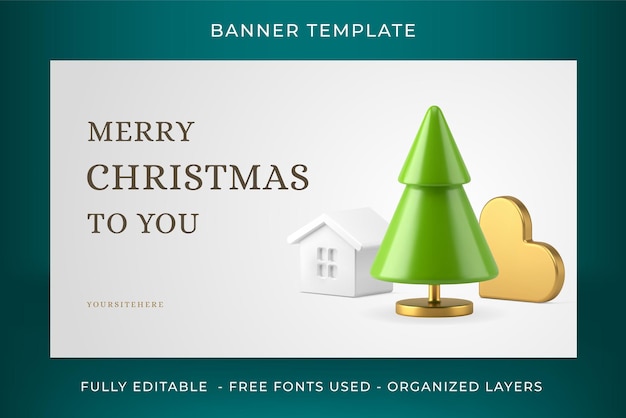 Elegante Merry Christmas congrats groet web banner sjabloon realistische 3d pictogram vectorillustratie