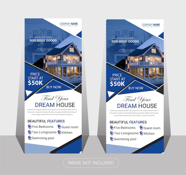 Vector elegante onroerend goed woning roll-up sjabloonontwerp