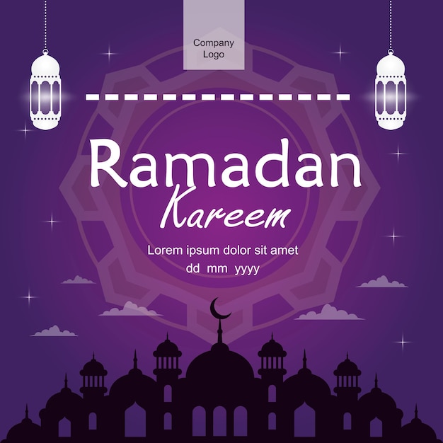 Elegante Ramadan Kareem-groet met kalm islamitisch symbool close-up illustratieontwerp