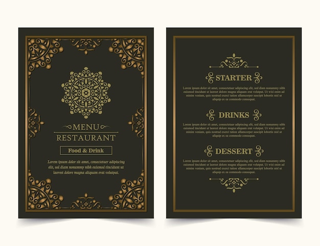 Elegante restaurantmenu-omslag met logo-ornament