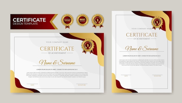 Elegante rode en gouden certificaatsjabloon