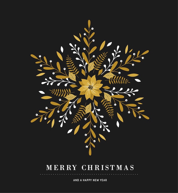 Elegante sneeuwvlok poster, winter pictogram, merry christmas wenskaartsjabloon