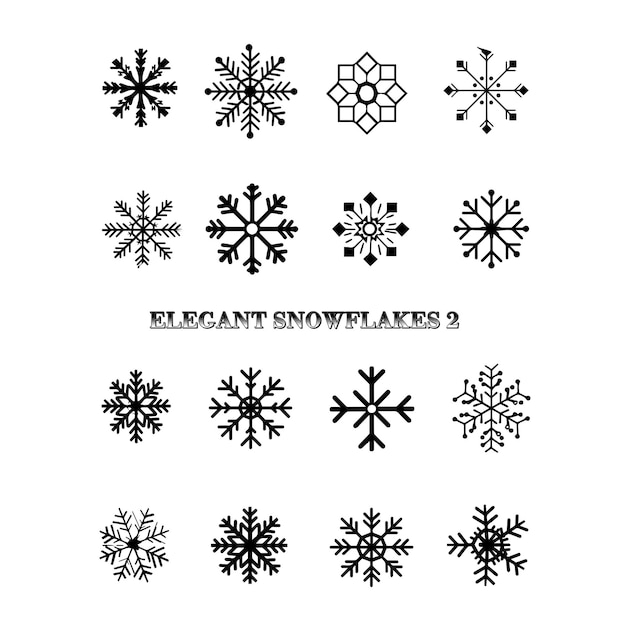 Elegante sneeuwvlokken in zwart-wit vector iconen