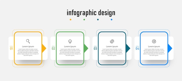 Elegante stappen infographic ontwerpsjabloon met 4 stappen premium vector