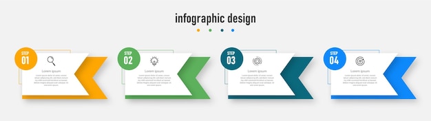 Elegante stappen infographic ontwerpsjabloon met 4 stappen Premium Vector