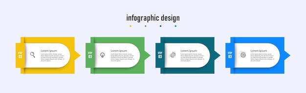 Elegante stappen infographic ontwerpsjabloon met 4 stappen Premium Vector