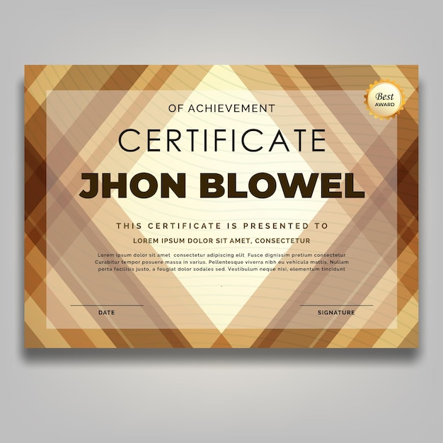 Elegante trendy luxe certificaat van prestatie-sjabloon