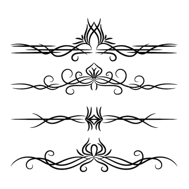 Vector elegante vector kalligrafische decoratieve ornamentele elementen set bloemige decoratieve verdelers set ontwerp