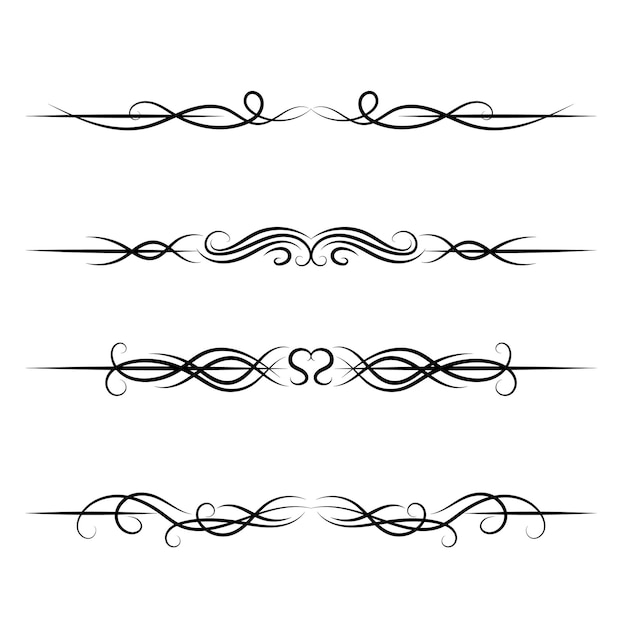 elegante vector kalligrafische decoratieve ornamentele elementen set bloemige decoratieve verdelers set ontwerp