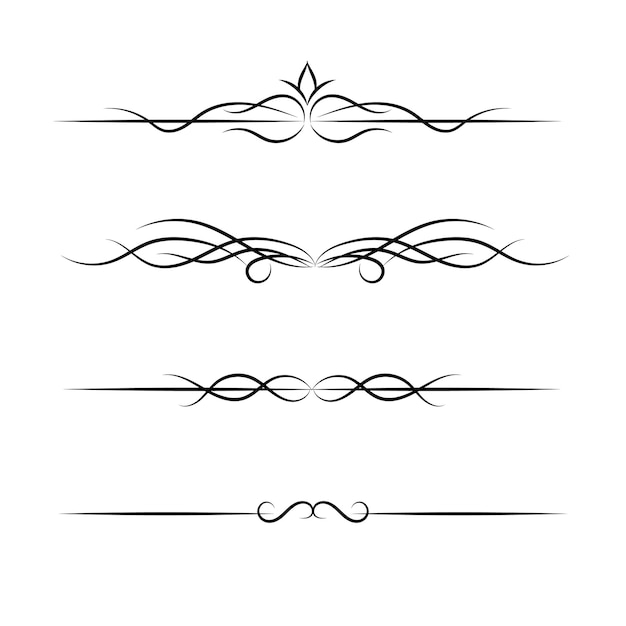 elegante vector kalligrafische decoratieve ornamentele elementen set bloemige decoratieve verdelers set ontwerp