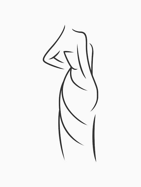 Elegante vrouwelijke body art lijn silhouet
