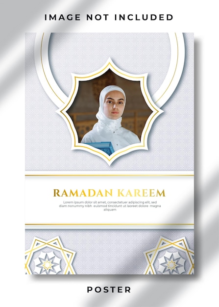 Elegante witte Arabische geometrische patroon ramadan kareem sociale media poster ontwerpsjabloon