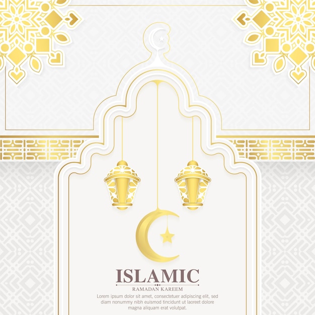 Elegante witte en gouden decoratie ramadan kareem achtergrond