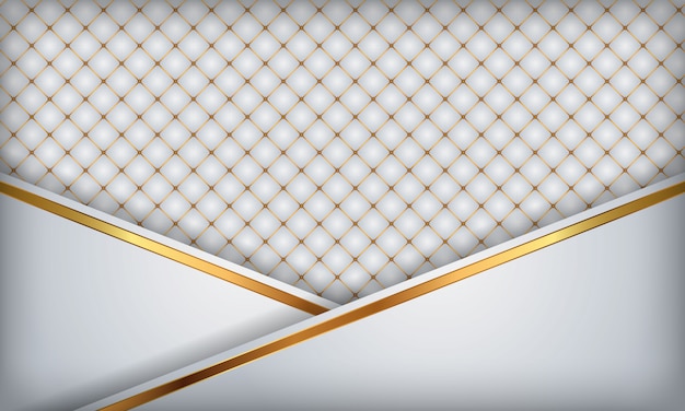 Elegante witte luxe achtergrond. wit leer textuur met gouden metalen details.