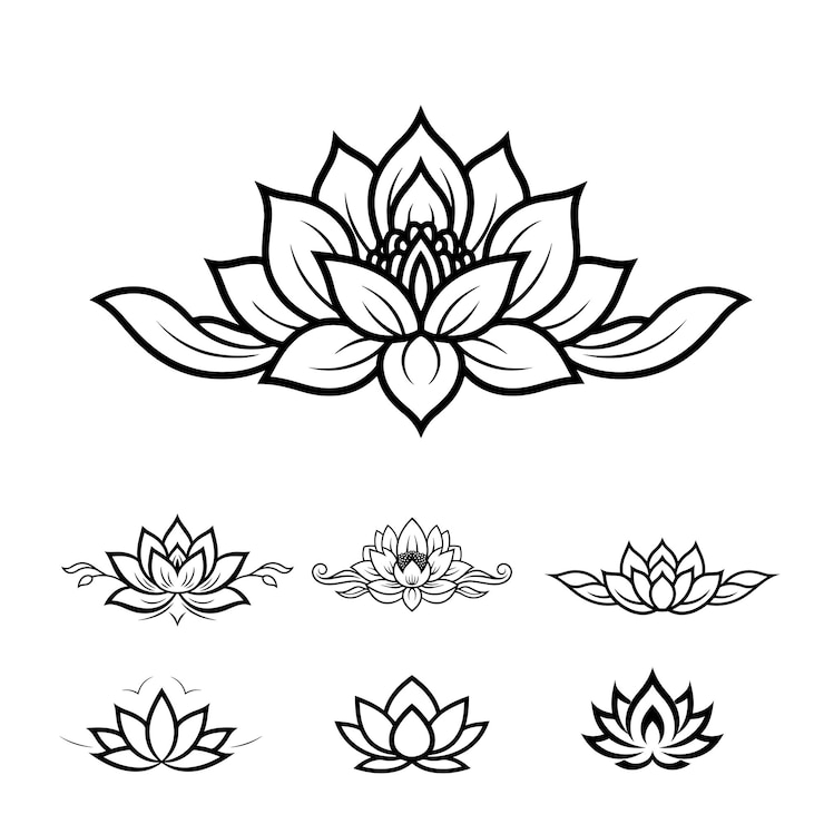 Vector elegante zwarte lijnkunst van een lotusbloem