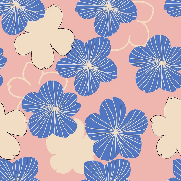 Elegantie bloemen bloeien naadloos patroon. Hand getekende vector pastel bloemen herhalen patroon.