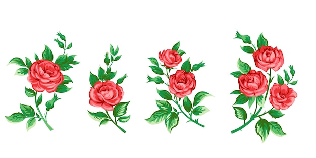 Elegantie illustratie met roze bloemen boeket geïsoleerd op een witte achtergrond. kleur ontwerpelementen.