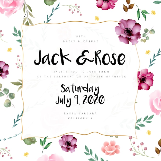 Elegantly designed beautiful floral wedding card design