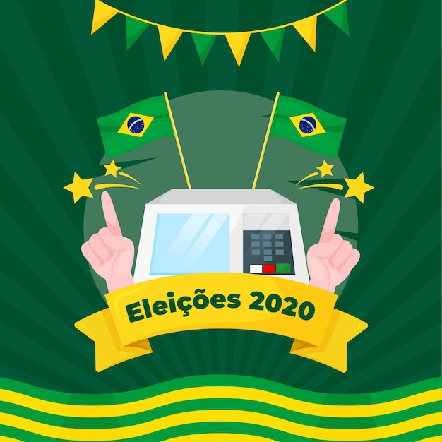 Eleições for bazil illustration with flags and garland