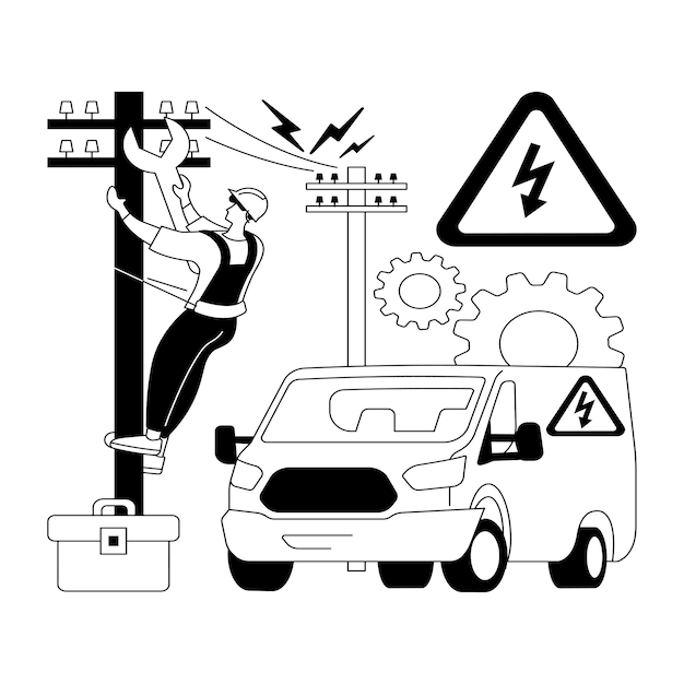 Vector elektricien diensten abstract concept vector illustratie energiezuinige verlichting elektrisch systeem onderhoud en inspectie domotica elektrische kachel reparatie abstracte metafoor