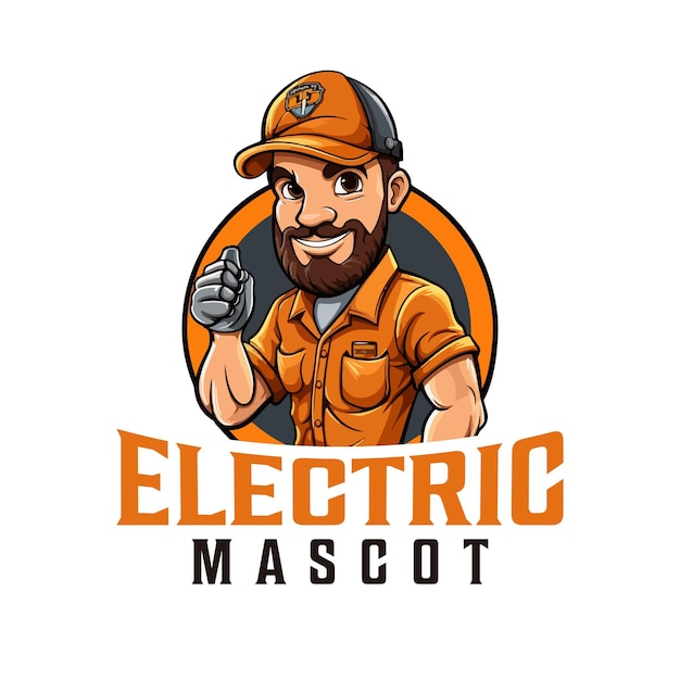 Elektricien technicus mascotte logo ontwerp