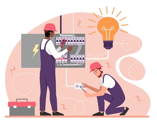 Vector elektriciens op de werkplek