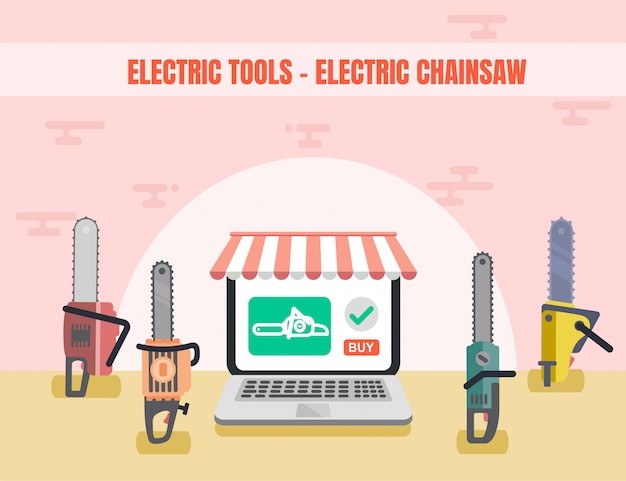 Elektrisch gereedschap chainsaw flat shop landing page