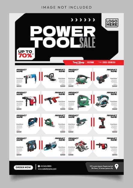 elektrisch gereedschap winkel productpromotie catalogus folder sjabloon