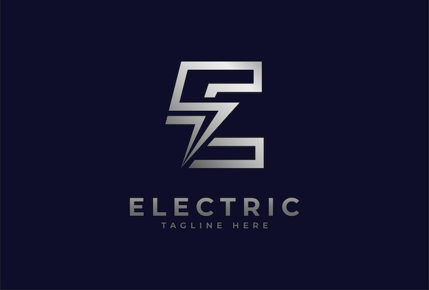 Elektrisch logo, letter E met bliksemschichtcombinatie, logo-sjabloon voor elektrisch ontwerp