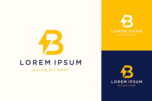 Elektrisch logo-ontwerp of monogram of initialen letter B met bliksem