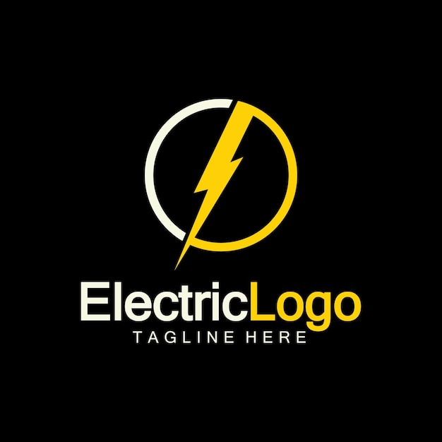 Vector elektrisch logo-ontwerpsjabloon geïsoleerd op zwarte achtergrond