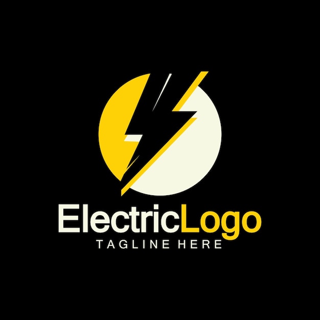 Elektrisch logo-ontwerpsjabloon geïsoleerd op zwarte achtergrond