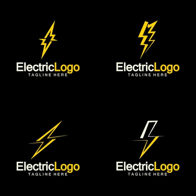 Vector elektrisch logo-ontwerpsjabloon geïsoleerd op zwarte achtergrond