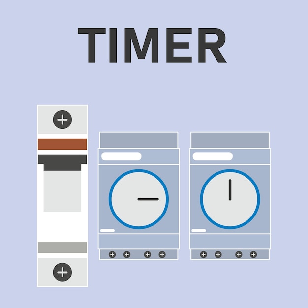Vector elektrisch paneel met mcb timer contactor plc eenvoudig plat ontwerp