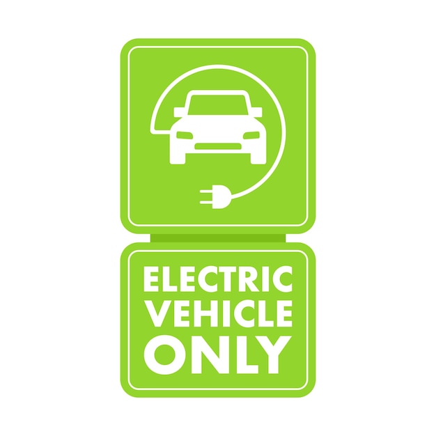 Elektrisch voertuig Alleen verkeersbord label Vector stock illustratie