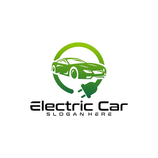 Elektrische auto logo vector ontwerpsjabloon