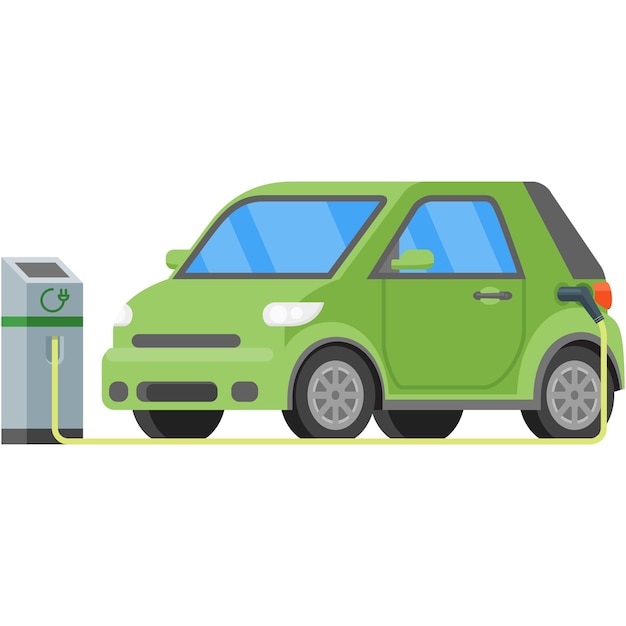 Vector elektrische auto station lader vector pictogram illustratie