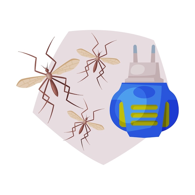 Vector elektrische fumigator vernietiging van muggen illustratie van de vector voor plaagbestrijding op witte achtergrond