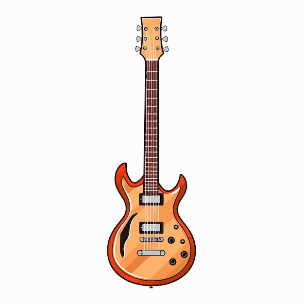 Elektrische gitaar muziekinstrument platte vector illustratie elektrische gitaar musiekinstrument handtekening geïsoleerde vector illustratie