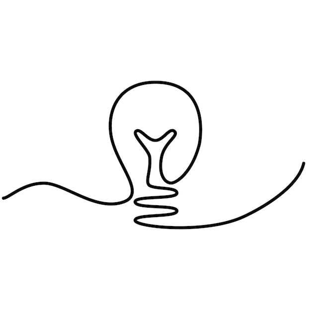 Elektrische gloeilamp silhouet. Doorlopende lijn gloeilamp. Gloeilamp logo idee.