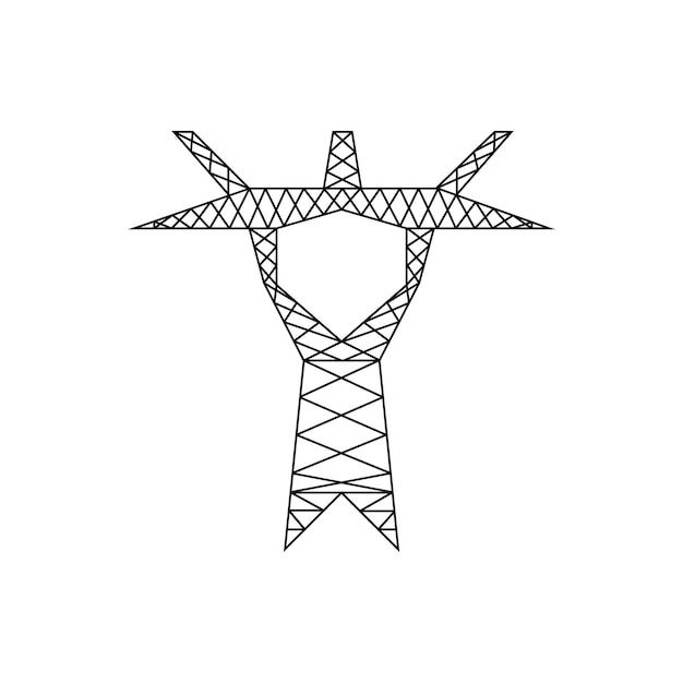 Elektrische hoogspanningsmast. Eenvoudig hoogspanningslijnsymbool. Elektriciteit lijn toren pictogram. vector illustratie