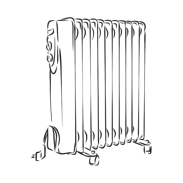 Elektrische kachel olie radiator vector schets illustratie