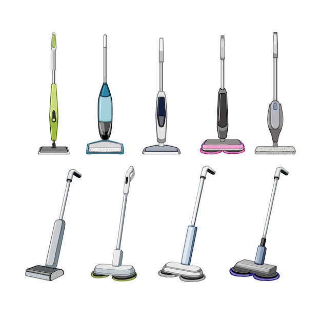 Vector elektrische mop set cartoon vector illustratie