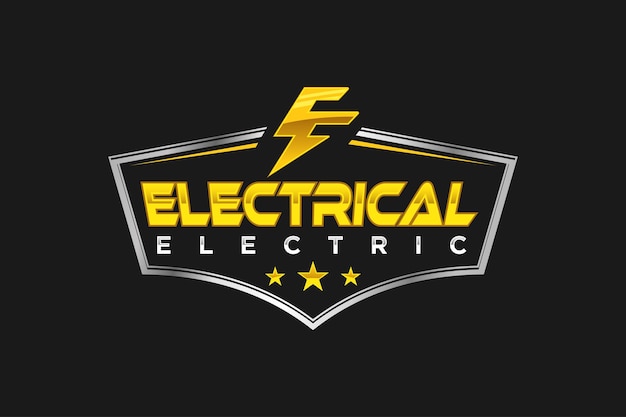 Vector elektrische spanning logo badge embleem moderne elektrische flits bliksem elektriciteitscentrales teken