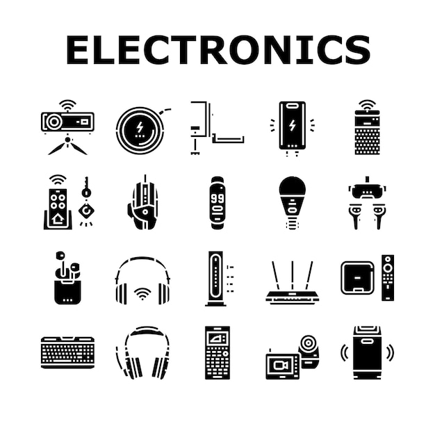 Elektronica Digitale Technologie Pictogrammen Set Vector