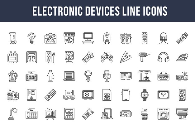 Elektronische Apparaten Lijn Pictogrammen