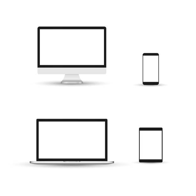 Elektronische apparaten vector webontwerpsjabloon met laptop tablet smartphone computer Platte ontwerp vectorillustratie op background