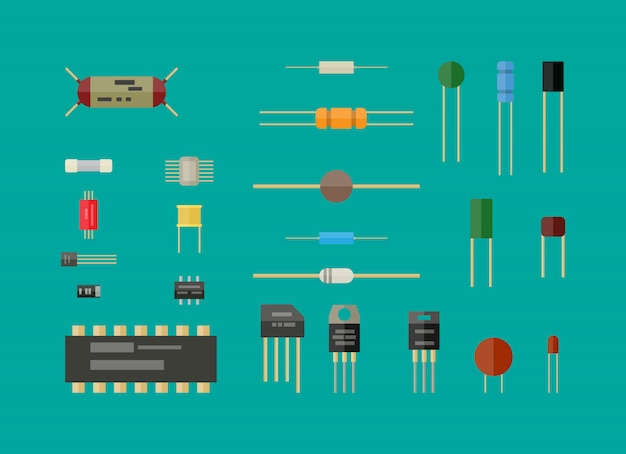 Elektronische componenten, schakelset.