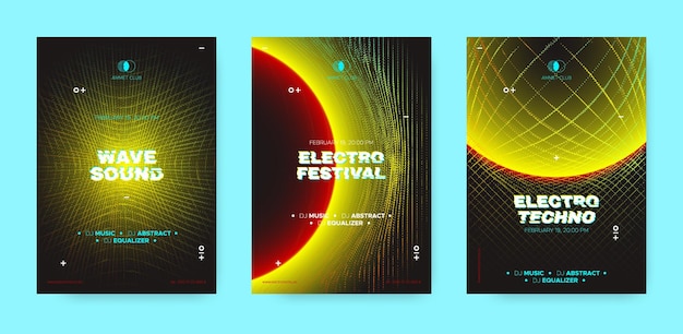 Vector elektronische mesic flyers set